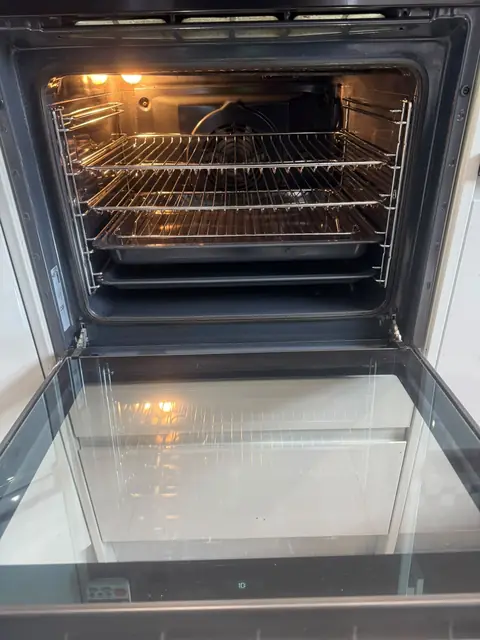 Built-in oven with glass door after an Eco Oven Cleaning clean